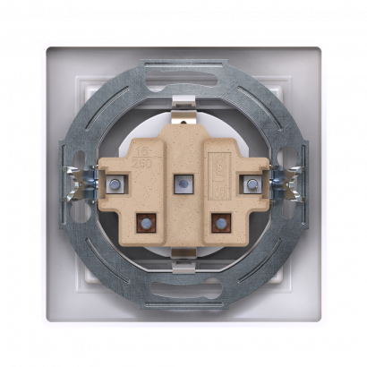 Розетка скрытой установки CADUCEUS ALING PRESTIGE, с заземлением, со шторками, с керамическим основанием, 16А, 250В~ (Артикул: 601)
