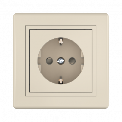 Розетка скрытой установки CADUCEUS ALING PRESTIGE, с заземлением, со шторками, с керамическим основанием, 16А, 250В~ (Артикул: 601)