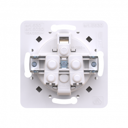 Механизм розетки скрытой установки CADUCEUS ALING PRESTIGE с заземлением, без шторок, с крышкой с пластиковым основанием, 16А, 250В~ (Артикул: 6033)