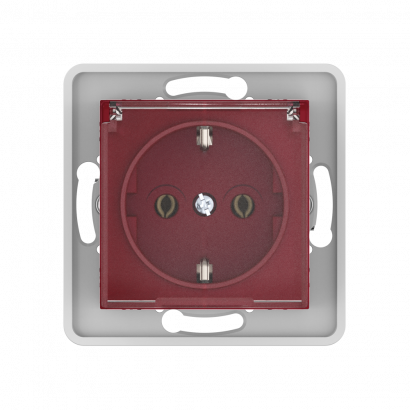 Механизм розетки скрытой установки CADUCEUS ALING PRESTIGE с заземлением, без шторок, с крышкой с пластиковым основанием, 16А, 250В~ (Артикул: 6033)