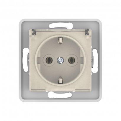 Механизм розетки скрытой установки CADUCEUS ALING PRESTIGE с заземлением, без шторок, с крышкой с пластиковым основанием, 16А, 250В~ (Артикул: 6033)