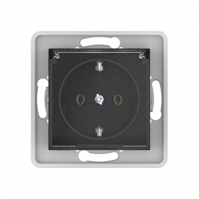 Механизм розетки скрытой установки CADUCEUS ALING PRESTIGE с заземлением, без шторок, с крышкой с пластиковым основанием, 16А, 250В~ (Артикул: 6033)