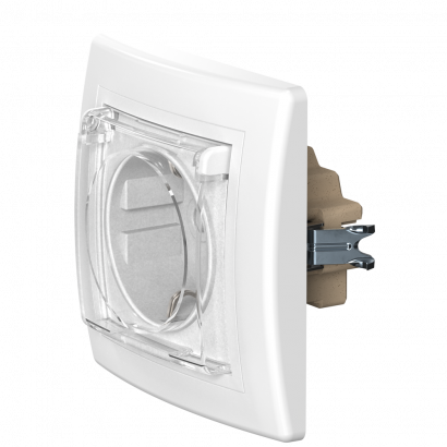 Розетка скрытой установки CADUCEUS ALING PRESTIGE, с заземлением, без шторок, с крышкой, с керамическим основанием, 16А, 250В~ (Артикул: 603)
