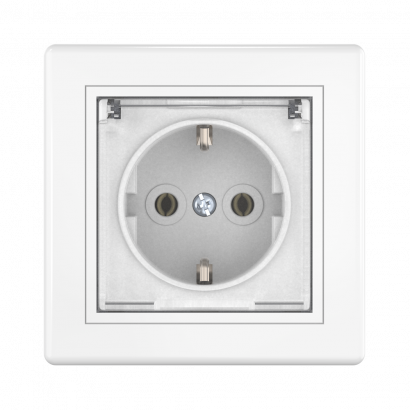 Розетка скрытой установки CADUCEUS ALING PRESTIGE, с заземлением, без шторок, с крышкой, с керамическим основанием, 16А, 250В~ (Артикул: 603)