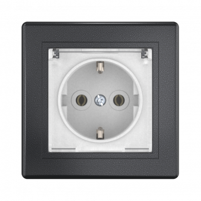 Розетка скрытой установки CADUCEUS ALING PRESTIGE, с заземлением, без шторок, с крышкой, с керамическим основанием, 16А, 250В~ (Артикул: 603)