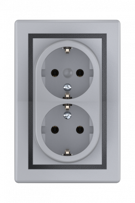 Розетка скрытой установки CADUCEUS ALING PRESTIGE, двойная, с заземлением, без шторок, с пластиковым основанием, 16А, 250В~ (Артикул: 604)