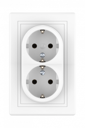 Розетка скрытой установки CADUCEUS ALING PRESTIGE, двойная, с заземлением, без шторок, с пластиковым основанием, 16А, 250В~ (Артикул: 604)