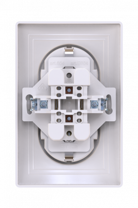 Розетка скрытой установки CADUCEUS ALING PRESTIGE, двойная, с заземлением, без шторок, с пластиковым основанием, 16А, 250В~ (Артикул: 604)