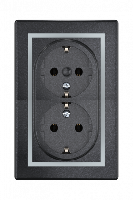 Розетка скрытой установки CADUCEUS ALING PRESTIGE, двойная, с заземлением, без шторок, с пластиковым основанием, 16А, 250В~ (Артикул: 604)