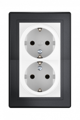 Розетка скрытой установки CADUCEUS ALING PRESTIGE, двойная, с заземлением, без шторок, с пластиковым основанием, 16А, 250В~ (Артикул: 604)