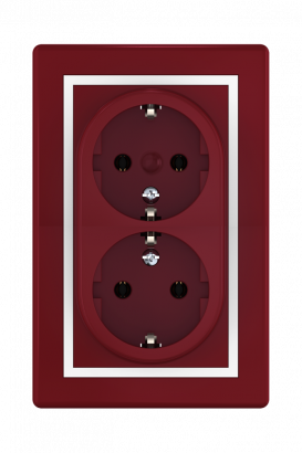 Розетка скрытой установки CADUCEUS ALING PRESTIGE, двойная, с заземлением, без шторок, с пластиковым основанием, 16А, 250В~ (Артикул: 604)