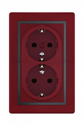 Розетка скрытой установки CADUCEUS ALING PRESTIGE, двойная, с заземлением, без шторок, с пластиковым основанием, 16А, 250В~ (Артикул: 604)