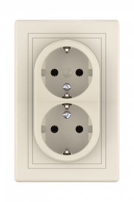 Розетка скрытой установки CADUCEUS ALING PRESTIGE, двойная, с заземлением, без шторок, с пластиковым основанием, 16А, 250В~ (Артикул: 604)
