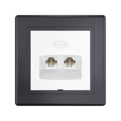 Розетка скрытой установки CADUCEUS ALING PRESTIGE, 2хRJ12 6P2C, двойная, телефонная (Артикул: 611)