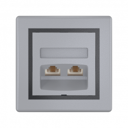 Розетка скрытой установки CADUCEUS ALING PRESTIGE с модулями Keystone 2хRJ12 6P6C cat. 3, двойная, телефонная (Артикул: 6131)