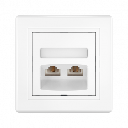 Розетка скрытой установки CADUCEUS ALING PRESTIGE с модулями Keystone 2хRJ12 6P6C cat. 3, двойная, телефонная (Артикул: 6131)