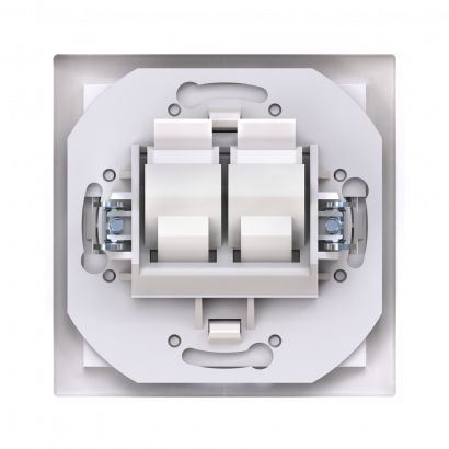 Розетка скрытой установки CADUCEUS ALING PRESTIGE с модулями Keystone 2хRJ12 6P6C cat. 3, двойная, телефонная (Артикул: 6131)