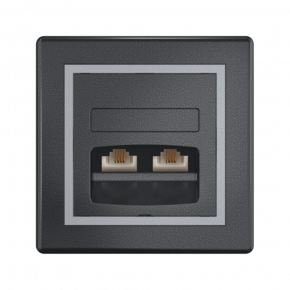 Розетка скрытой установки CADUCEUS ALING PRESTIGE с модулями Keystone 2хRJ12 6P6C cat. 3, двойная, телефонная (Артикул: 6131)