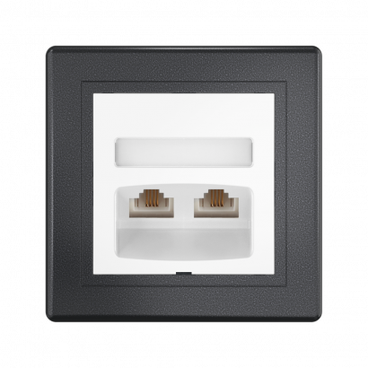 Розетка скрытой установки CADUCEUS ALING PRESTIGE с модулями Keystone 2хRJ12 6P6C cat. 3, двойная, телефонная (Артикул: 6131)