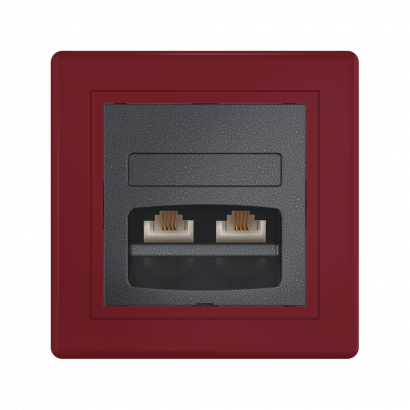 Розетка скрытой установки CADUCEUS ALING PRESTIGE с модулями Keystone 2хRJ12 6P6C cat. 3, двойная, телефонная (Артикул: 6131)