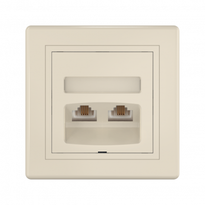 Розетка скрытой установки CADUCEUS ALING PRESTIGE с модулями Keystone 2хRJ12 6P6C cat. 3, двойная, телефонная (Артикул: 6131)
