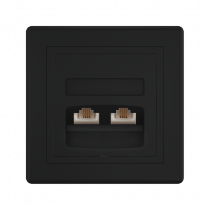 Розетка скрытой установки CADUCEUS ALING PRESTIGE с модулями Keystone 2хRJ12 6P6C cat. 3, двойная, телефонная (Артикул: 6131)