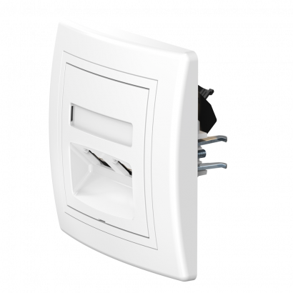 Розетка скрытой установки CADUCEUS ALING PRESTIGE двойная, компьютерная с модулями Keystone RJ45 8P8C, cat.5e, UTP (UTP - неэкранированный) (Артикул: 614)