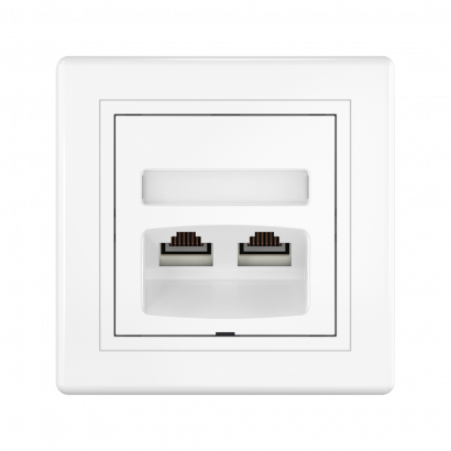 Розетка скрытой установки CADUCEUS ALING PRESTIGE двойная, компьютерная с модулями Keystone RJ45 8P8C, cat.5e, UTP (UTP - неэкранированный) (Артикул: 614)