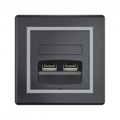 Розетка скрытой установки CADUCEUS ALING PRESTIGE двойная, компьютерная с модулями Keystone RJ45 8P8C, cat.5e, UTP (UTP - неэкранированный) (Артикул: 614)