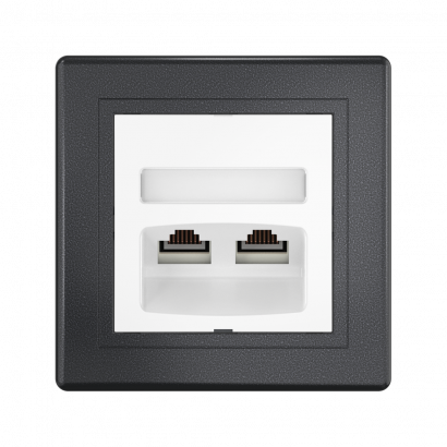 Розетка скрытой установки CADUCEUS ALING PRESTIGE двойная, компьютерная с модулями Keystone RJ45 8P8C, cat.5e, UTP (UTP - неэкранированный) (Артикул: 614)