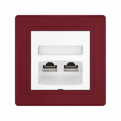 Розетка скрытой установки CADUCEUS ALING PRESTIGE двойная, компьютерная с модулями Keystone RJ45 8P8C, cat.5e, UTP (UTP - неэкранированный) (Артикул: 614)