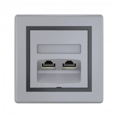 Розетка скрытой установки CADUCEUS ALING PRESTIGE двойная компьютерная с модулями Keystone RJ45 8P8C cat.6, UTP (UTP - неэкранированный) (Артикул: 615)