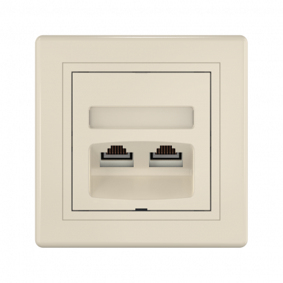 Розетка скрытой установки CADUCEUS ALING PRESTIGE двойная компьютерная с модулями Keystone RJ45 8P8C cat.6, UTP (UTP - неэкранированный) (Артикул: 615)