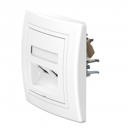 Розетка скрытой установки CADUCEUS ALING PRESTIGE двойная компьютерная с модулями Keystone RJ45 8P8C, cat.6, FTP (FTP - экранированный) (Артикул: 615S)