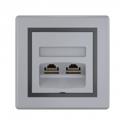 Розетка скрытой установки CADUCEUS ALING PRESTIGE двойная компьютерная с модулями Keystone RJ45 8P8C, cat.6, FTP (FTP - экранированный) (Артикул: 615S)