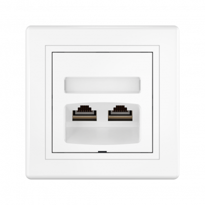 Розетка скрытой установки CADUCEUS ALING PRESTIGE двойная компьютерная с модулями Keystone RJ45 8P8C, cat.6, FTP (FTP - экранированный) (Артикул: 615S)