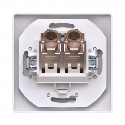 Розетка скрытой установки CADUCEUS ALING PRESTIGE двойная компьютерная с модулями Keystone RJ45 8P8C, cat.6, FTP (FTP - экранированный) (Артикул: 615S)
