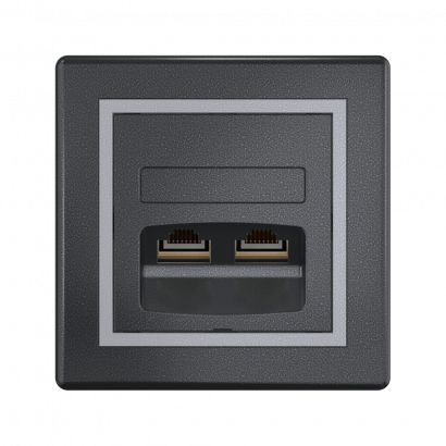 Розетка скрытой установки CADUCEUS ALING PRESTIGE двойная компьютерная с модулями Keystone RJ45 8P8C, cat.6, FTP (FTP - экранированный) (Артикул: 615S)