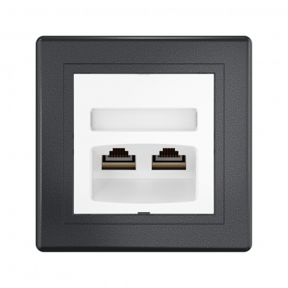 Розетка скрытой установки CADUCEUS ALING PRESTIGE двойная компьютерная с модулями Keystone RJ45 8P8C, cat.6, FTP (FTP - экранированный) (Артикул: 615S)
