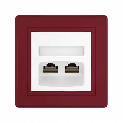 Розетка скрытой установки CADUCEUS ALING PRESTIGE двойная компьютерная с модулями Keystone RJ45 8P8C, cat.6, FTP (FTP - экранированный) (Артикул: 615S)