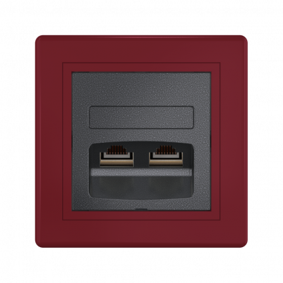 Розетка скрытой установки CADUCEUS ALING PRESTIGE двойная компьютерная с модулями Keystone RJ45 8P8C, cat.6, FTP (FTP - экранированный) (Артикул: 615S)