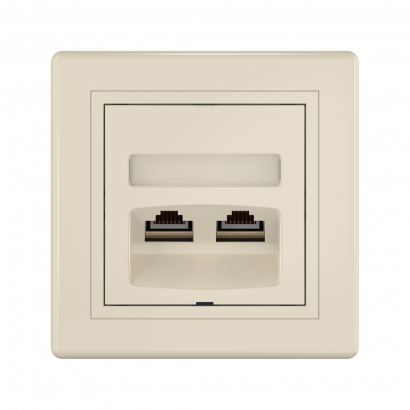 Розетка скрытой установки CADUCEUS ALING PRESTIGE двойная компьютерная с модулями Keystone RJ45 8P8C, cat.6, FTP (FTP - экранированный) (Артикул: 615S)