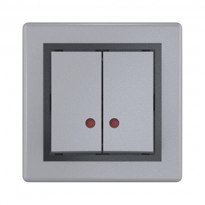 Выключатель скрытой установки CADUCEUS ALING PRESTIGE двухклавишный, с индикацией, 10АХ, 250В~ (Артикул: 626)