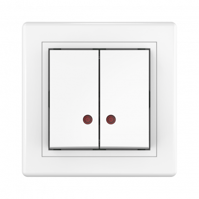 Выключатель скрытой установки CADUCEUS ALING PRESTIGE двухклавишный, с индикацией, 10АХ, 250В~ (Артикул: 626)