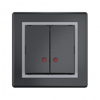 Выключатель скрытой установки CADUCEUS ALING PRESTIGE двухклавишный, с индикацией, 10АХ, 250В~ (Артикул: 626)