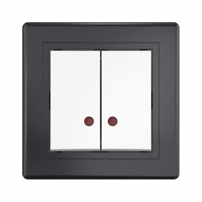 Выключатель скрытой установки CADUCEUS ALING PRESTIGE двухклавишный, с индикацией, 10АХ, 250В~ (Артикул: 626)