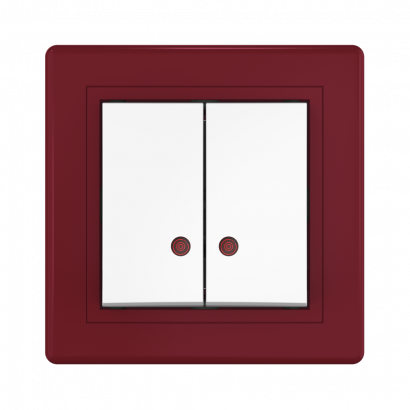 Выключатель скрытой установки CADUCEUS ALING PRESTIGE двухклавишный, с индикацией, 10АХ, 250В~ (Артикул: 626)