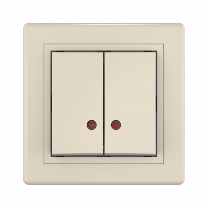 Выключатель скрытой установки CADUCEUS ALING PRESTIGE двухклавишный, с индикацией, 10АХ, 250В~ (Артикул: 626)