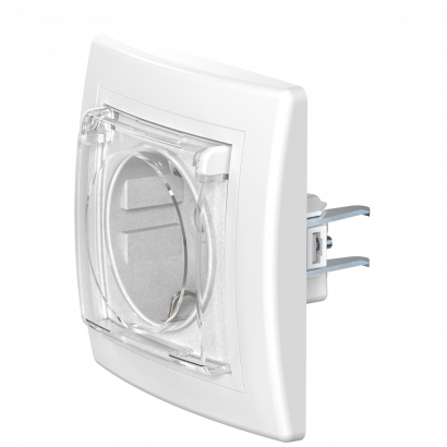 Встраиваемая розетка CADUCEUS ALING PRESTIGE с заземлением, без шторок, с крышкой, с пластиковым основанием, 16А, 250В~ (Артикул: 633)