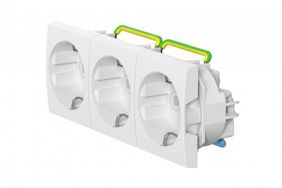 Розетка CADUCEUS ALING MODE электрическая, трехместная, модульная, для скрытой проводки, механизм, 16А, 250 В~ (Артикул: 66513)
